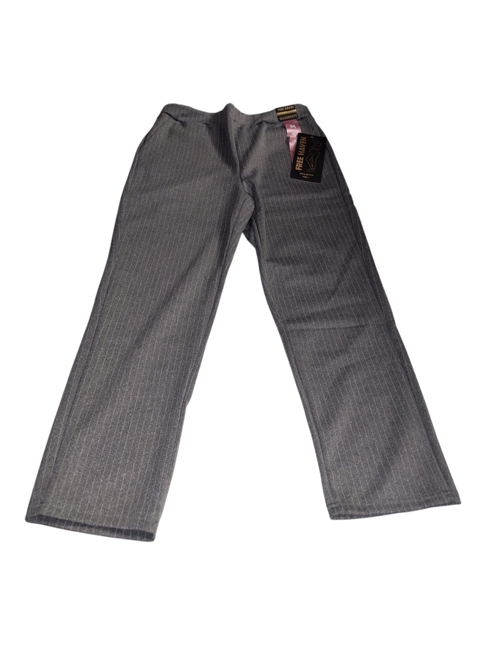 Free Haven Women's Gray Pinstripe Maternity  Pants Size L New